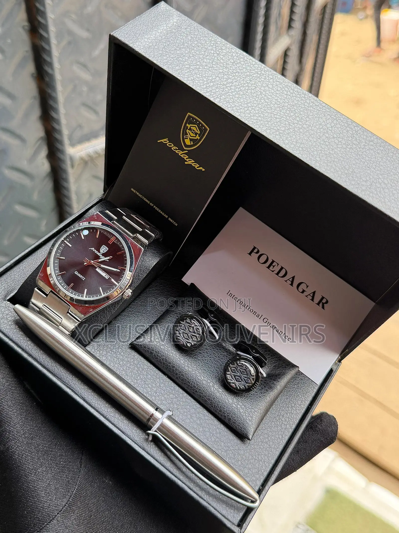 Poedagar Watch Cufflink And Pen Set With Branded Carier Bag