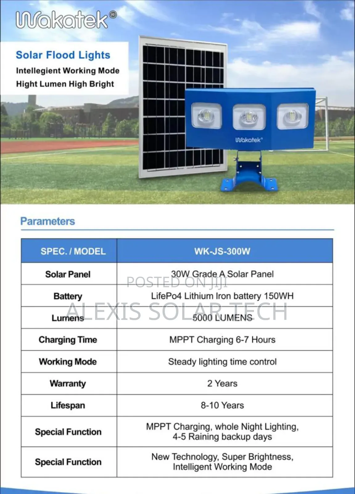 Wakatek Solar Flood Light 300w