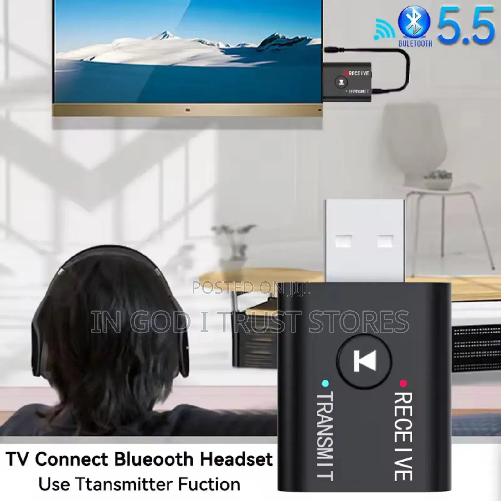Bluetooth 5.0 Audio Transmitter Receiver 3.5mm Aux Jack