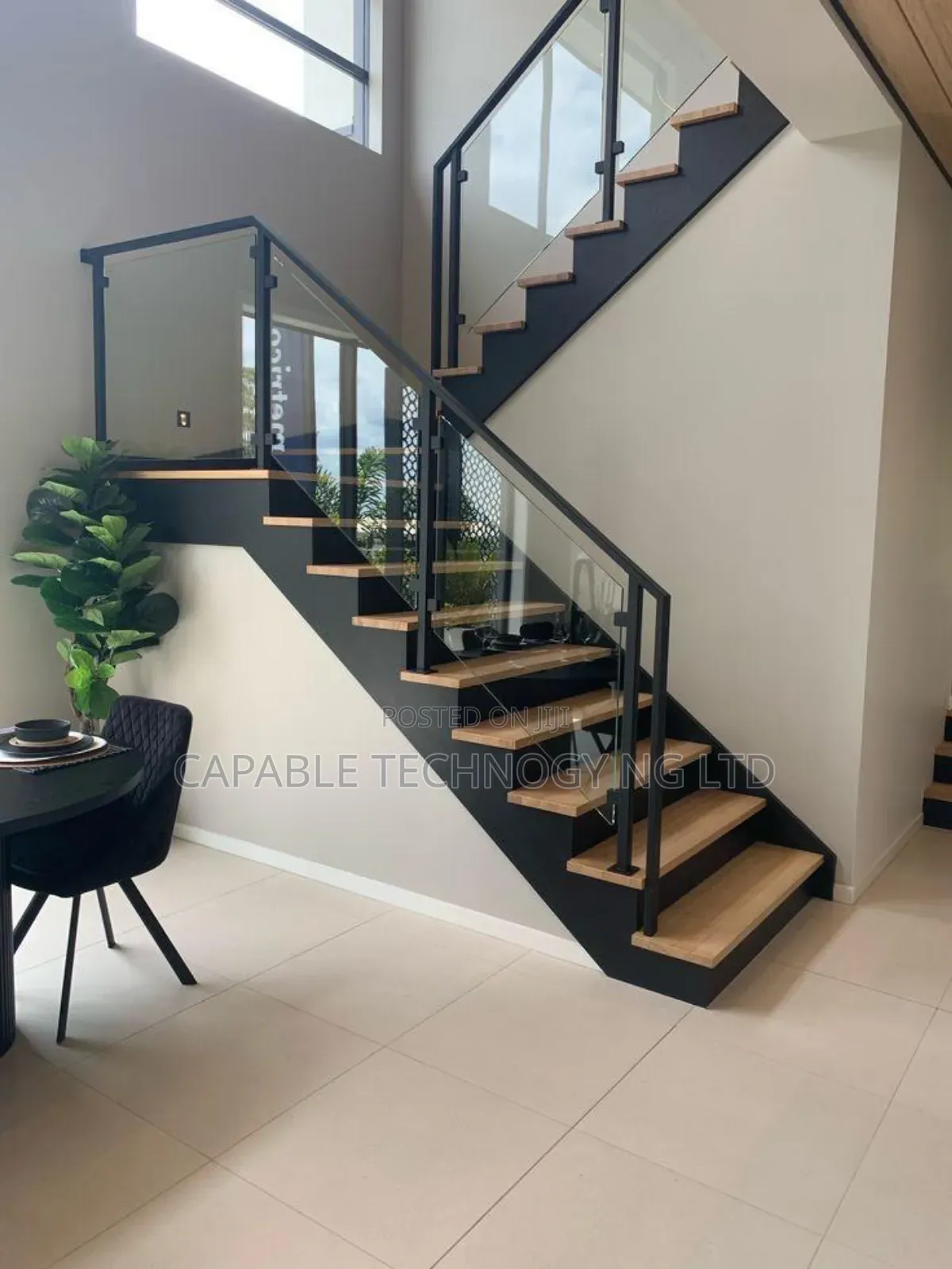 Iron And Glass Staircase Handrail