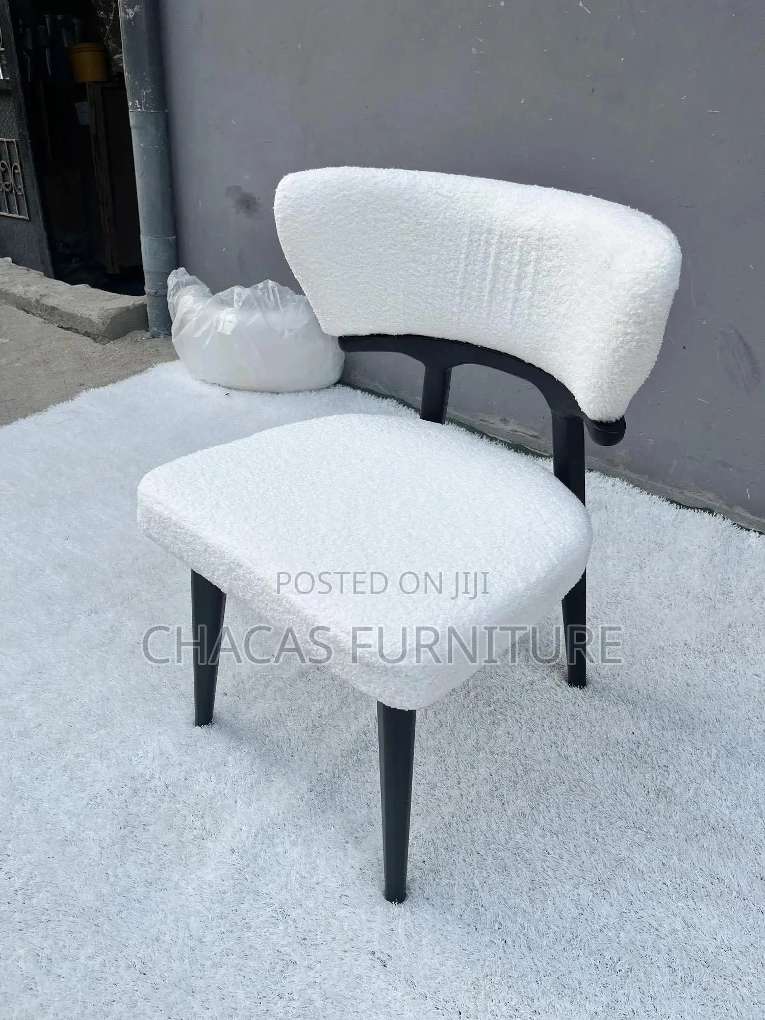Luxury White Sheep Coating Accent Chair - Modern Dining/Side Chair