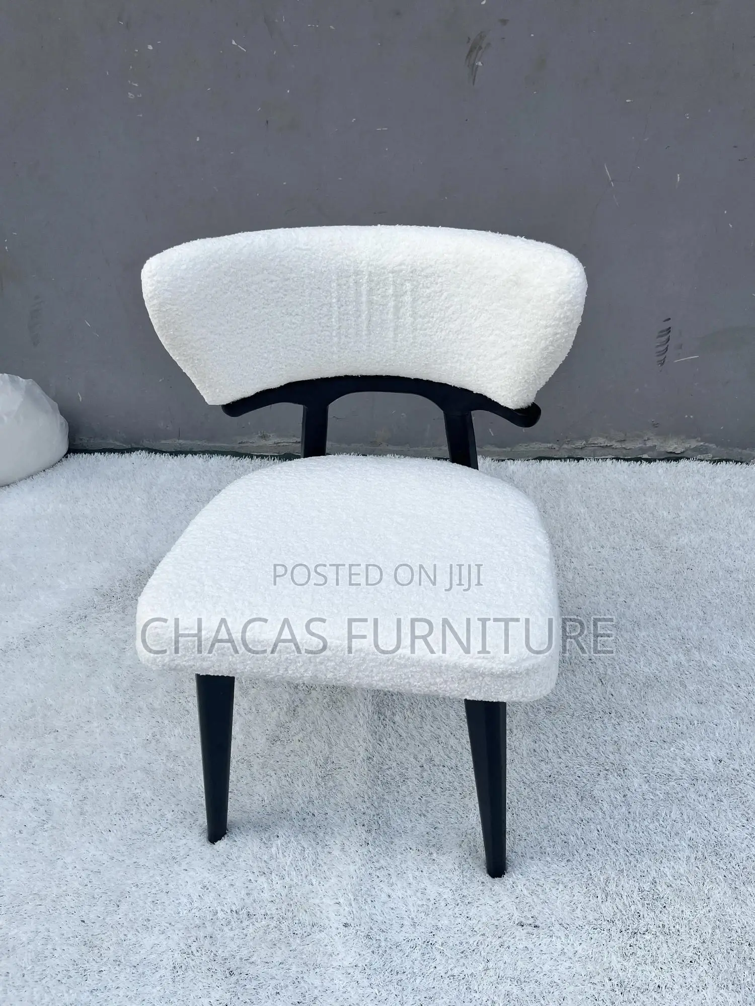 Luxury White Sheep Coating Accent Chair - Modern Dining/Side Chair