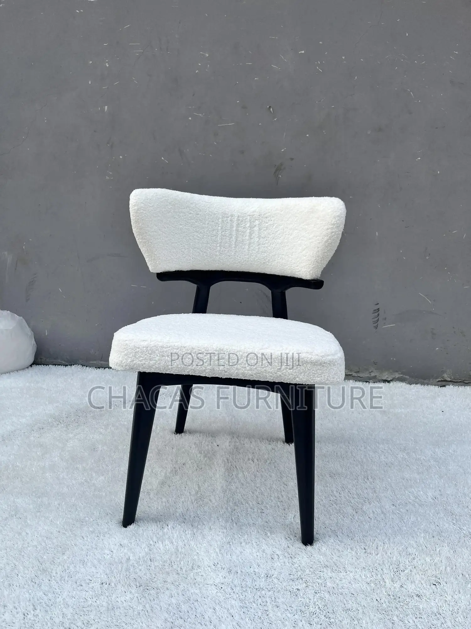 Luxury White Sheep Coating Accent Chair - Modern Dining/Side Chair