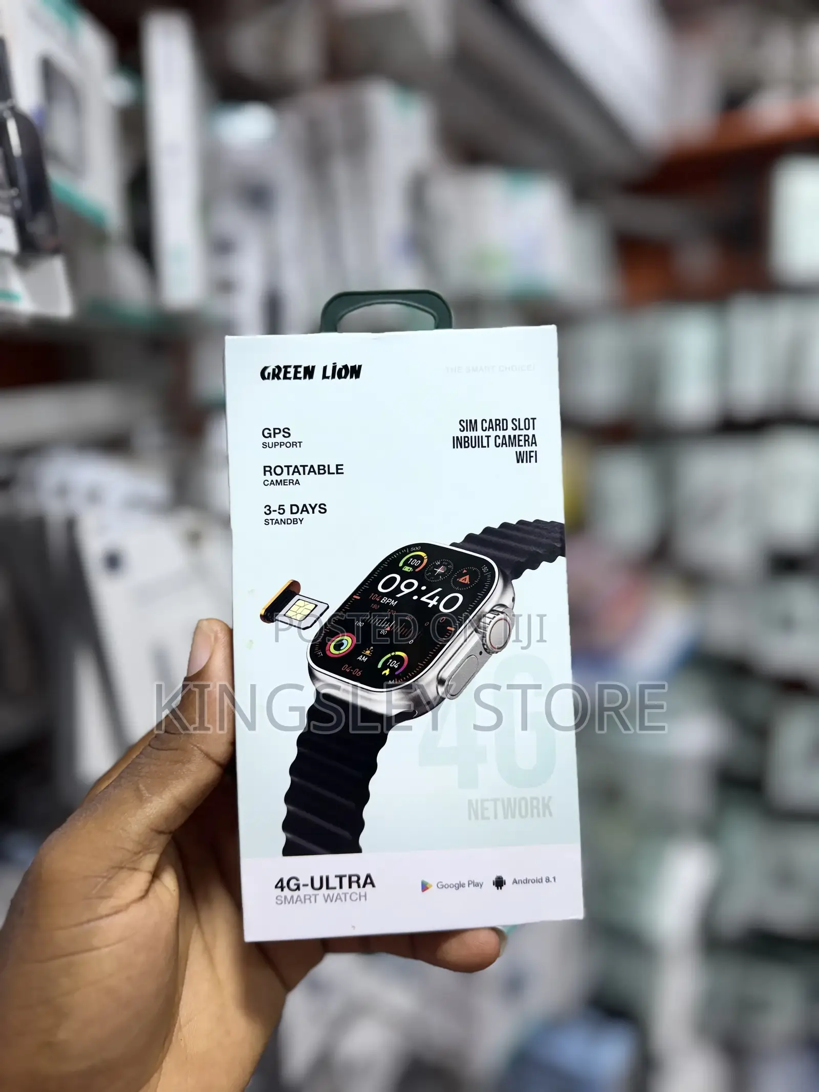 Green Lion 4g Ultra Smart Watch Android With Black Strap 360°Rotatable
