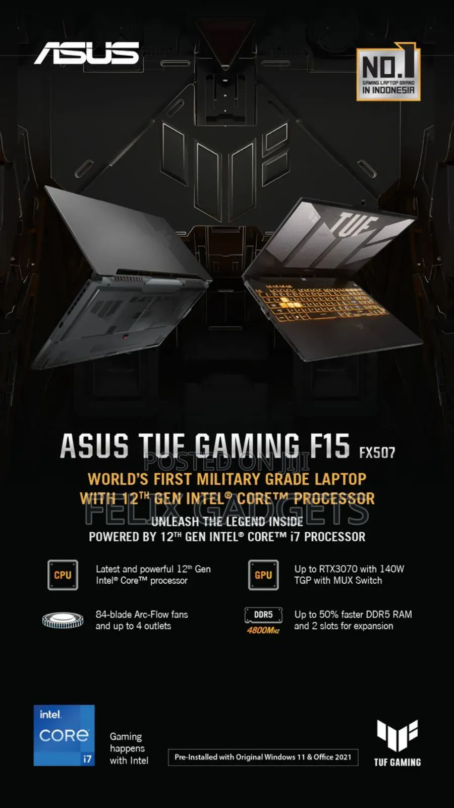 New Laptop Asus TUF Gaming A15 16GB AMD Ryzen 7 SSD 1T
