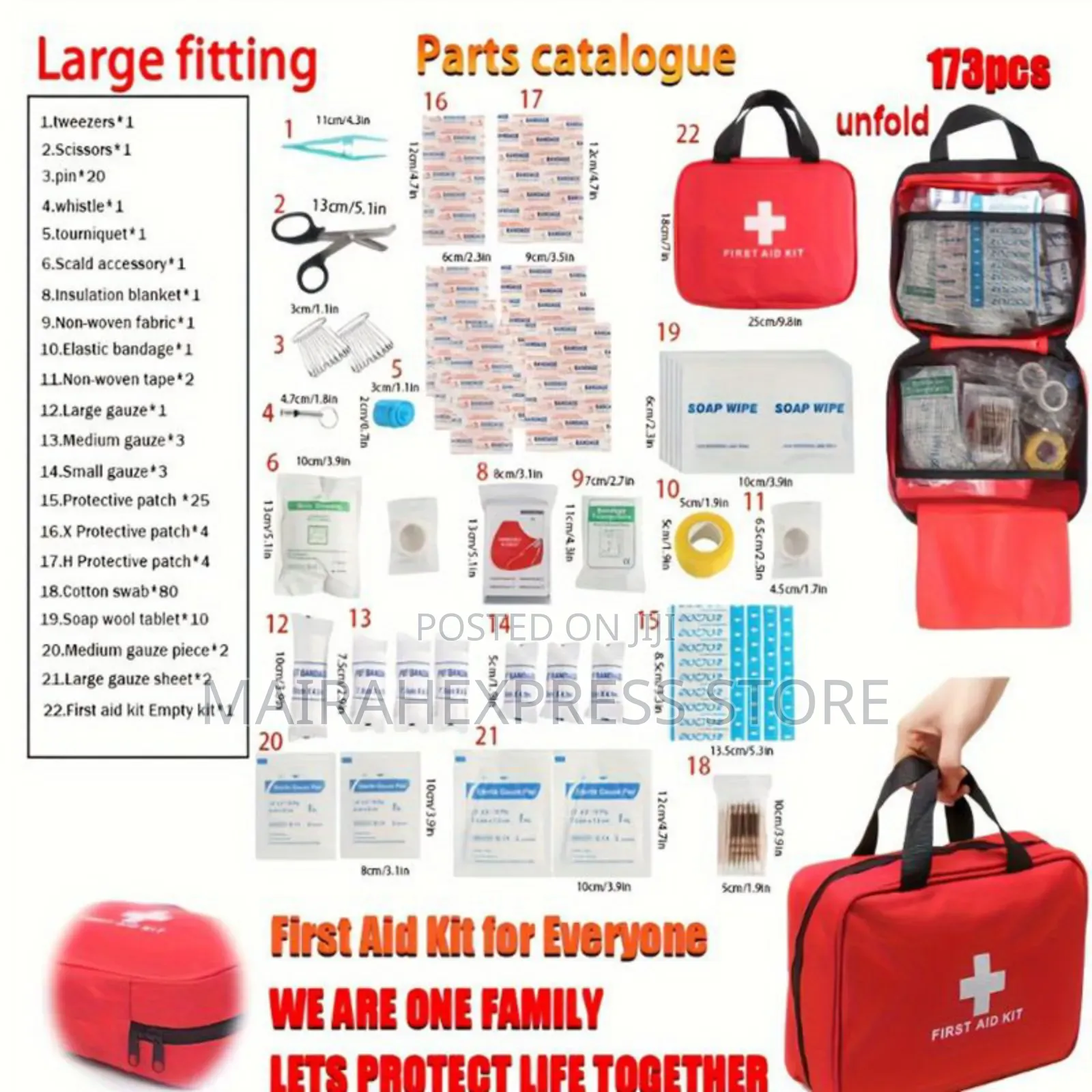 173pcs First Aid Kit. Comes With All Essentials (1lv22n1)
