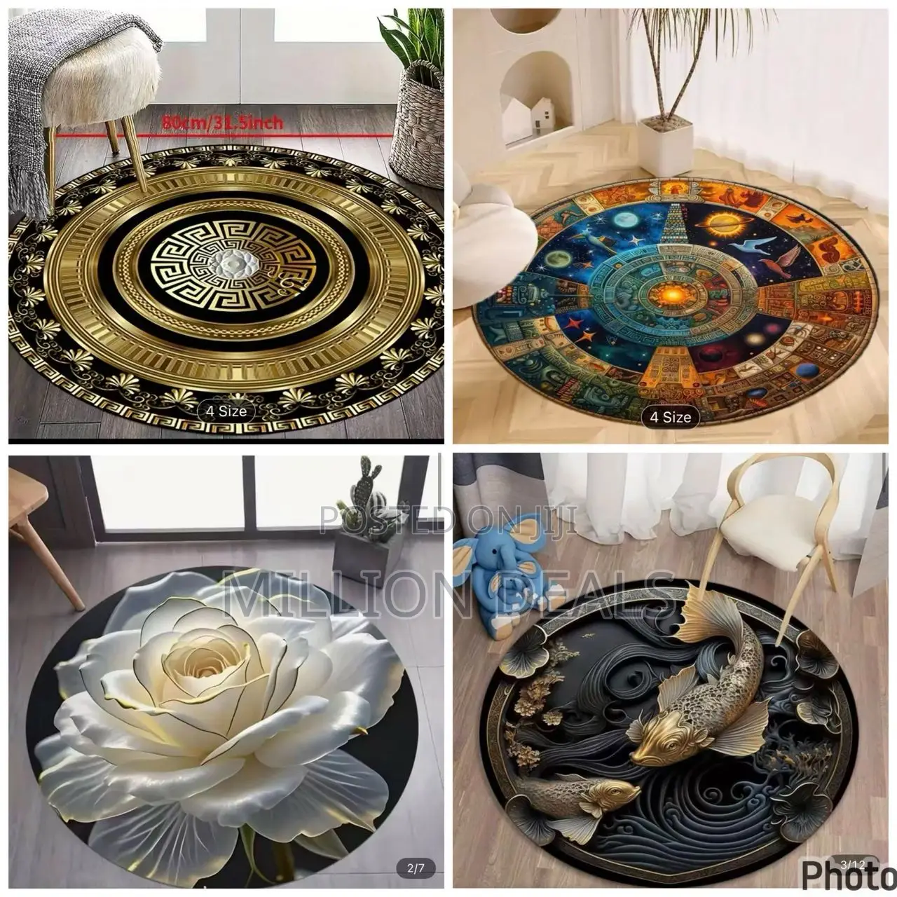 Luxury Designer Circle Bar Parlor Rug 160 by 160*