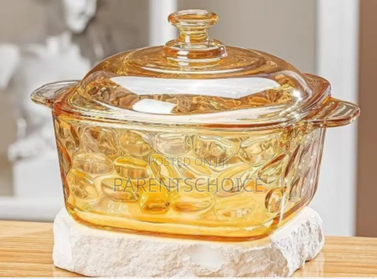 Amber Gold Square Glass Double Handle Glass Crystal Plate