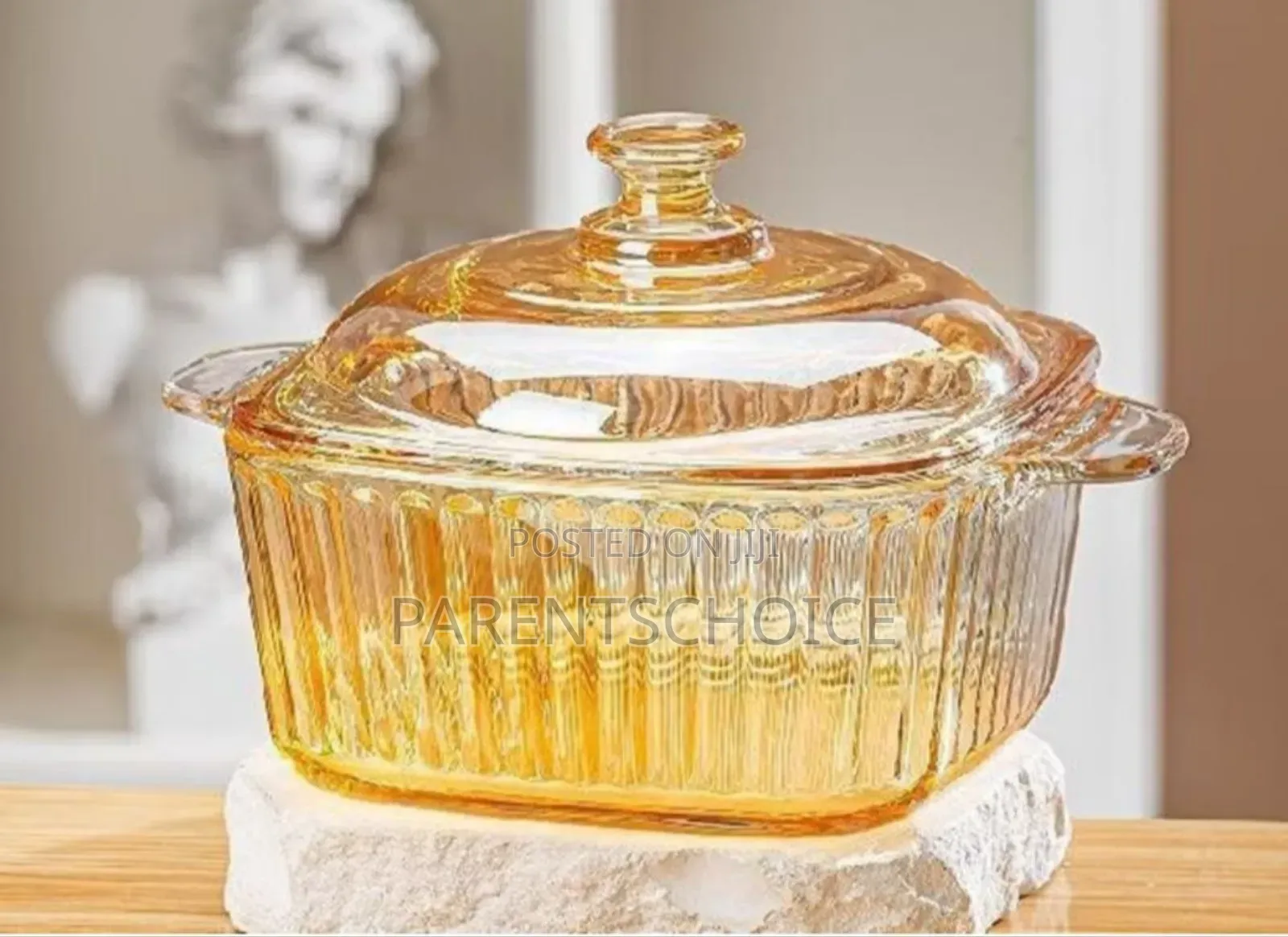 Amber Gold Square Glass Double Handle Glass Crystal Plate