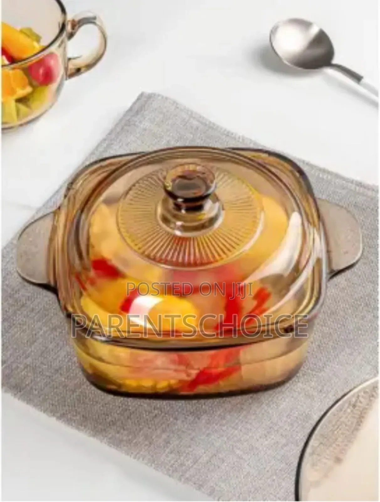 Amber Gold Square Glass Double Handle Glass Crystal Plate