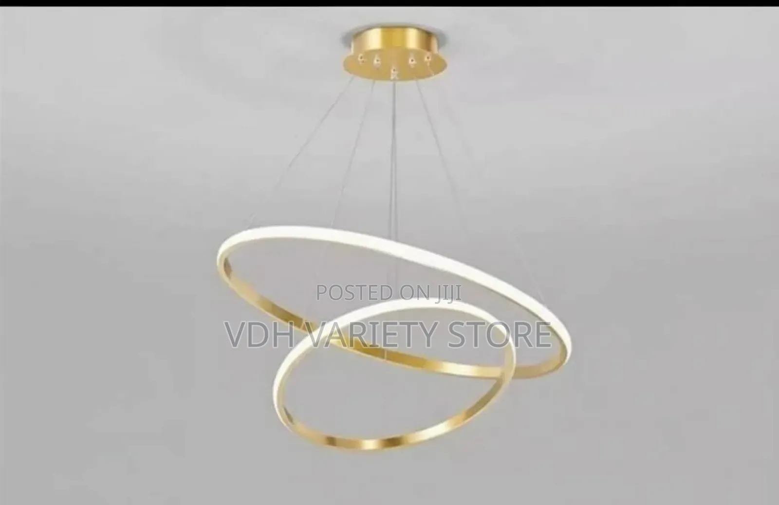 Simple 2 Ring Golden Chandelier