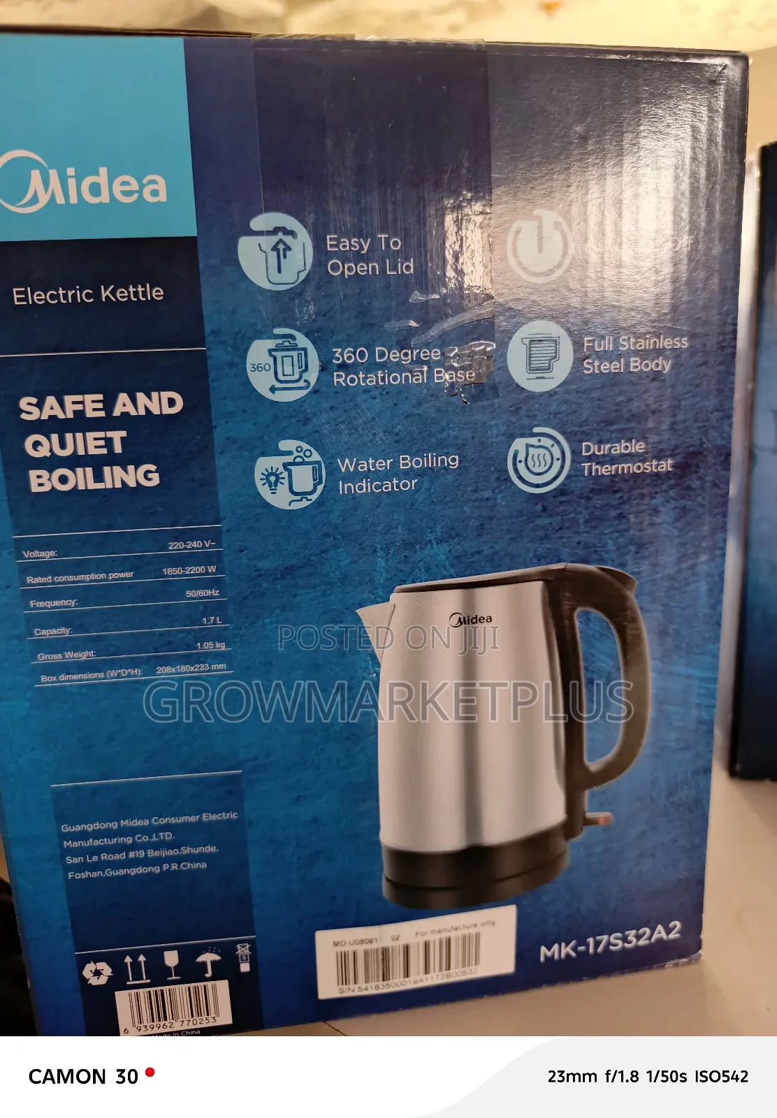 Midea Electric Kettle Mk‐17s32a2 – 1.7l Stainless Steel