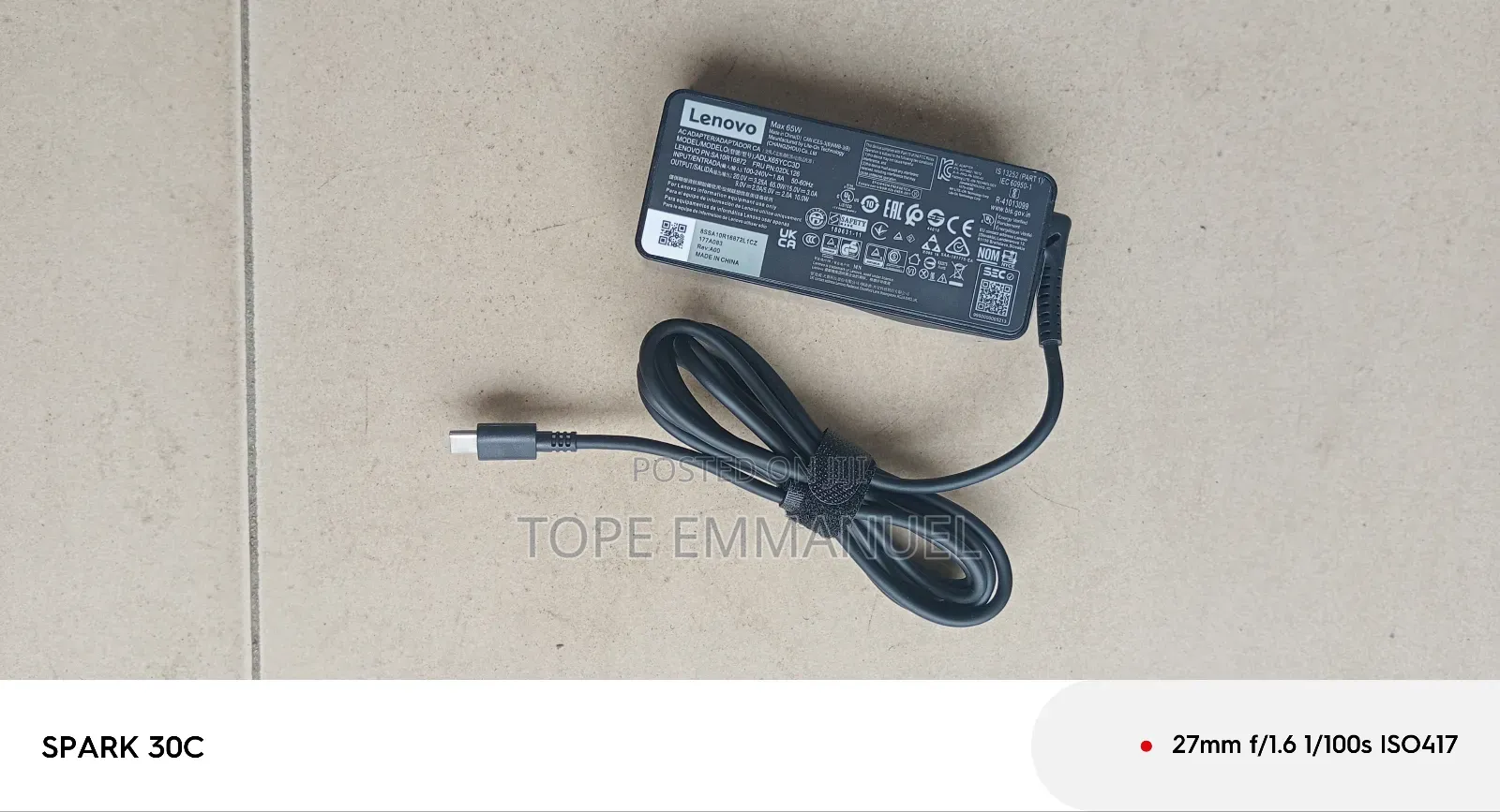 Lenovo Laptop Charger Usb Type C 65w