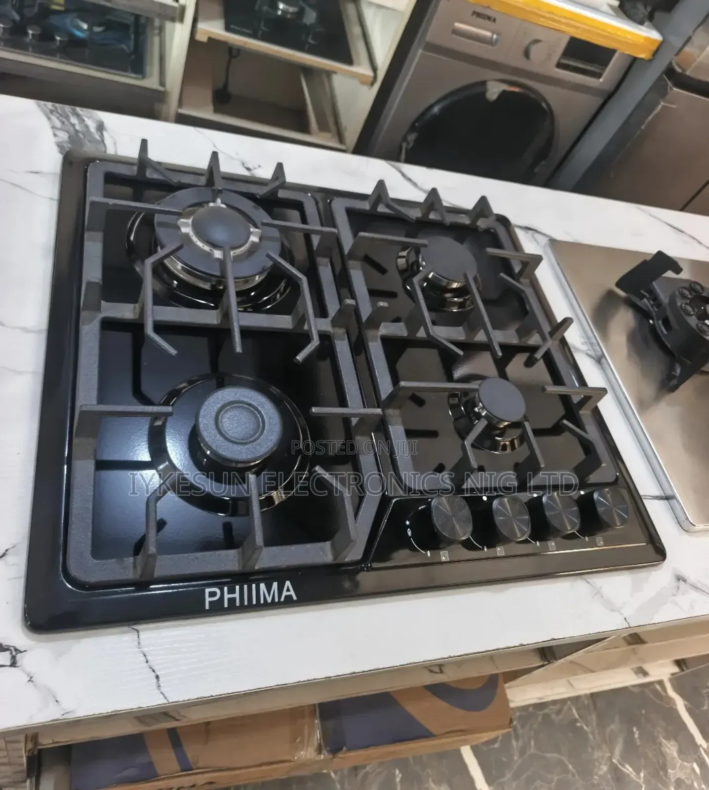 Original Phiima Built-in Black Stainless Steel 4 Burners Gas Cooker