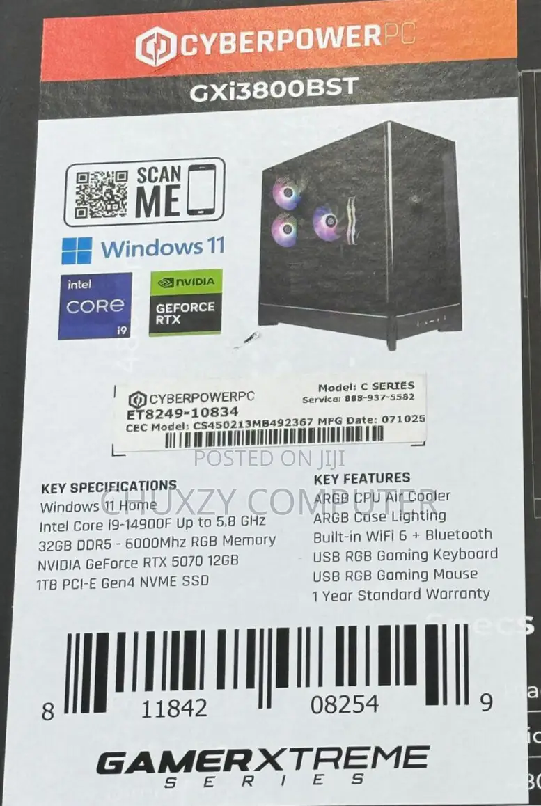New CyberpowerPC Gaming PC Xtreme XT 32GB Intel Core I9 SSD 1T