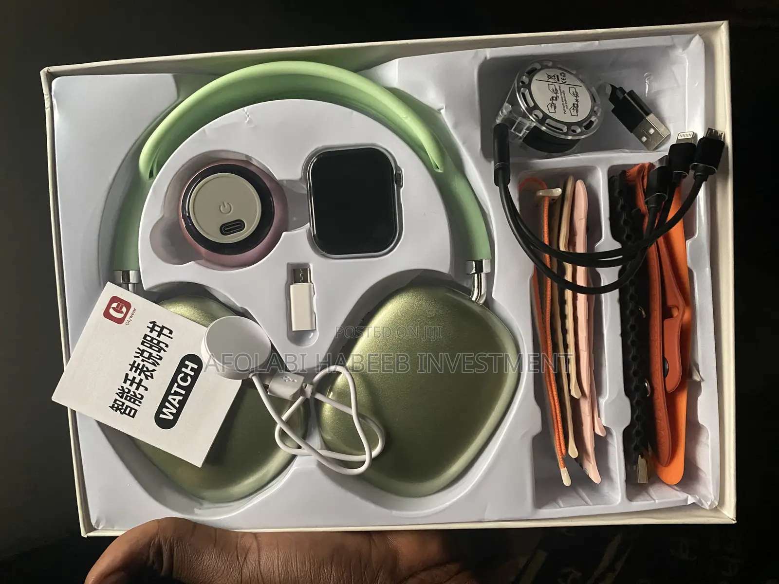 Smart Watch +Headphone+Wireless Charger+7 Stripes
