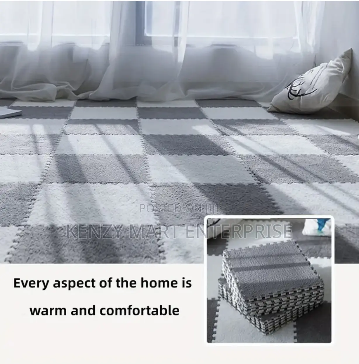 Washable Puzzle Carpet Tiles, Soft Eva Floor Mat for Office Home