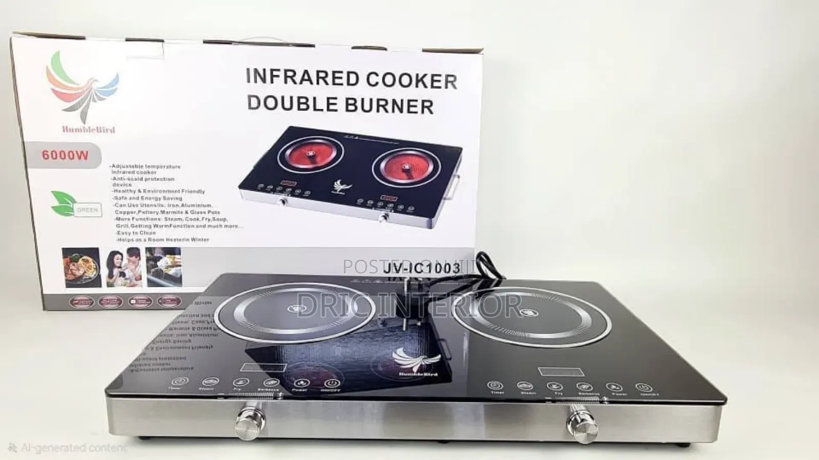 Table Top 6000w Electric Induction Double Burner Cooker Hub Stove