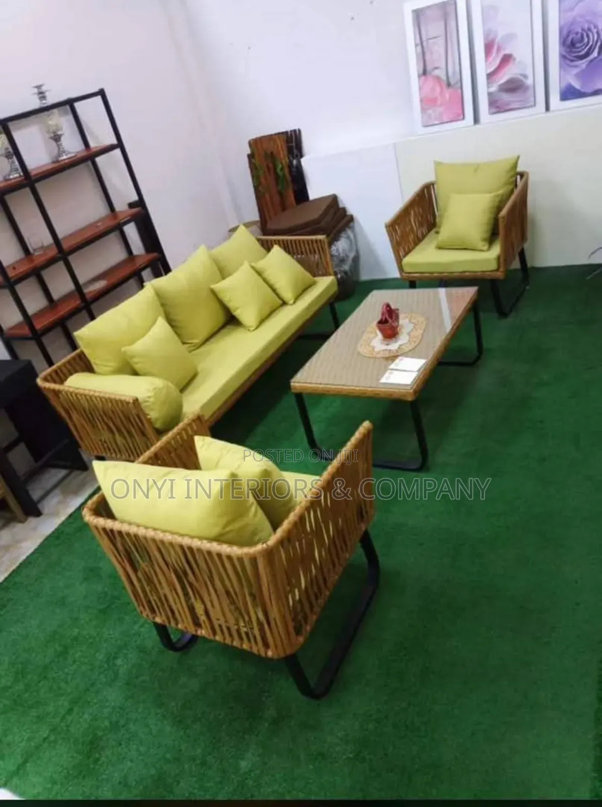 5 Seater Rattan Made Sofa Chair and Table
