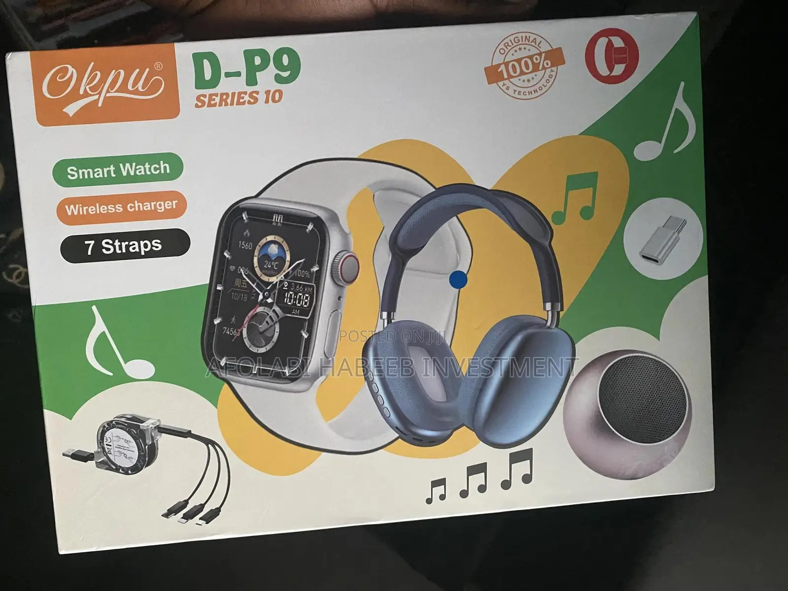 Smart Watch +Headphone+Wireless Charger+7 Stripes