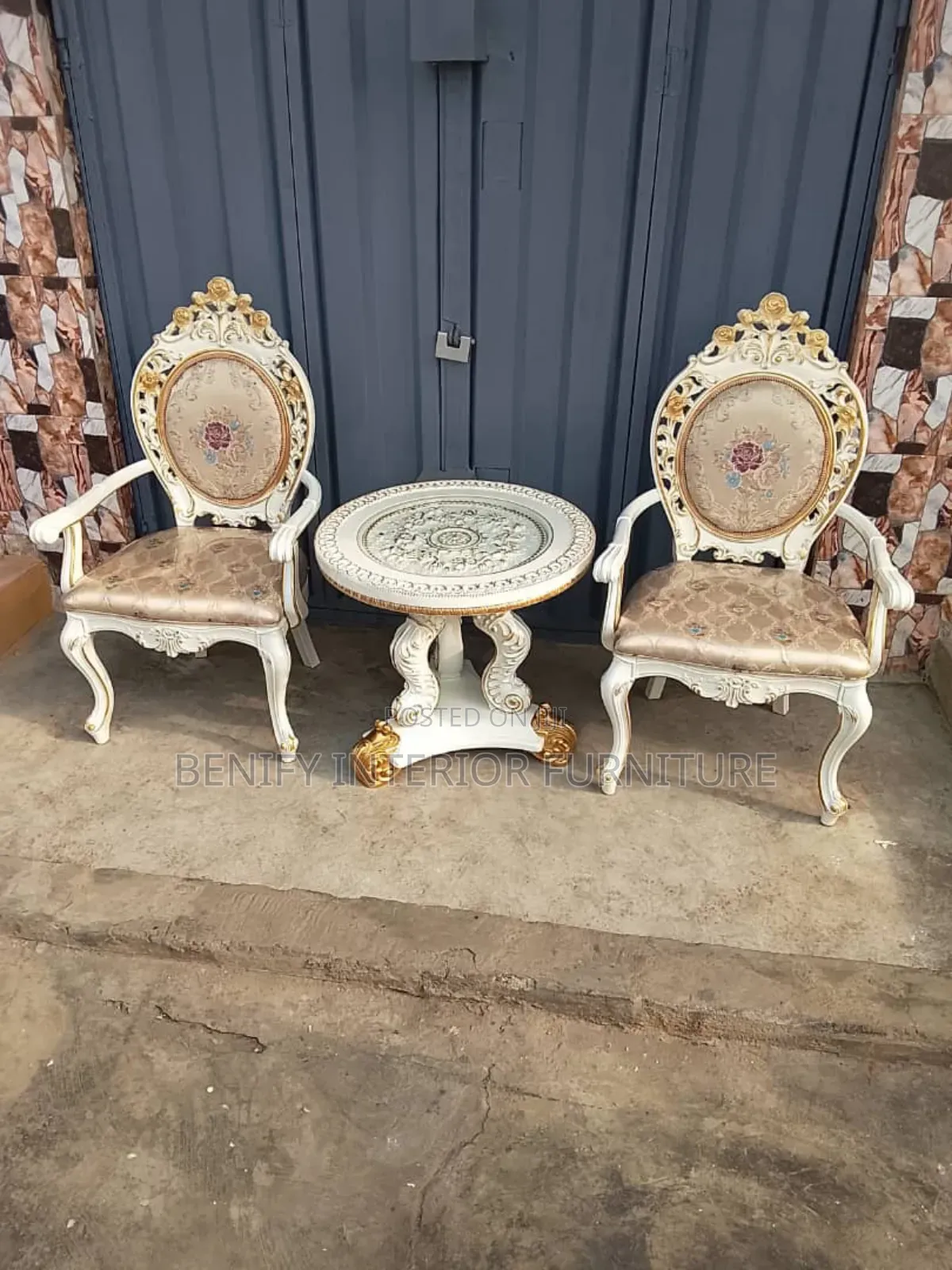 Luxury Royal Classic Balcony Chair Set (2 Chairs + Center Table)