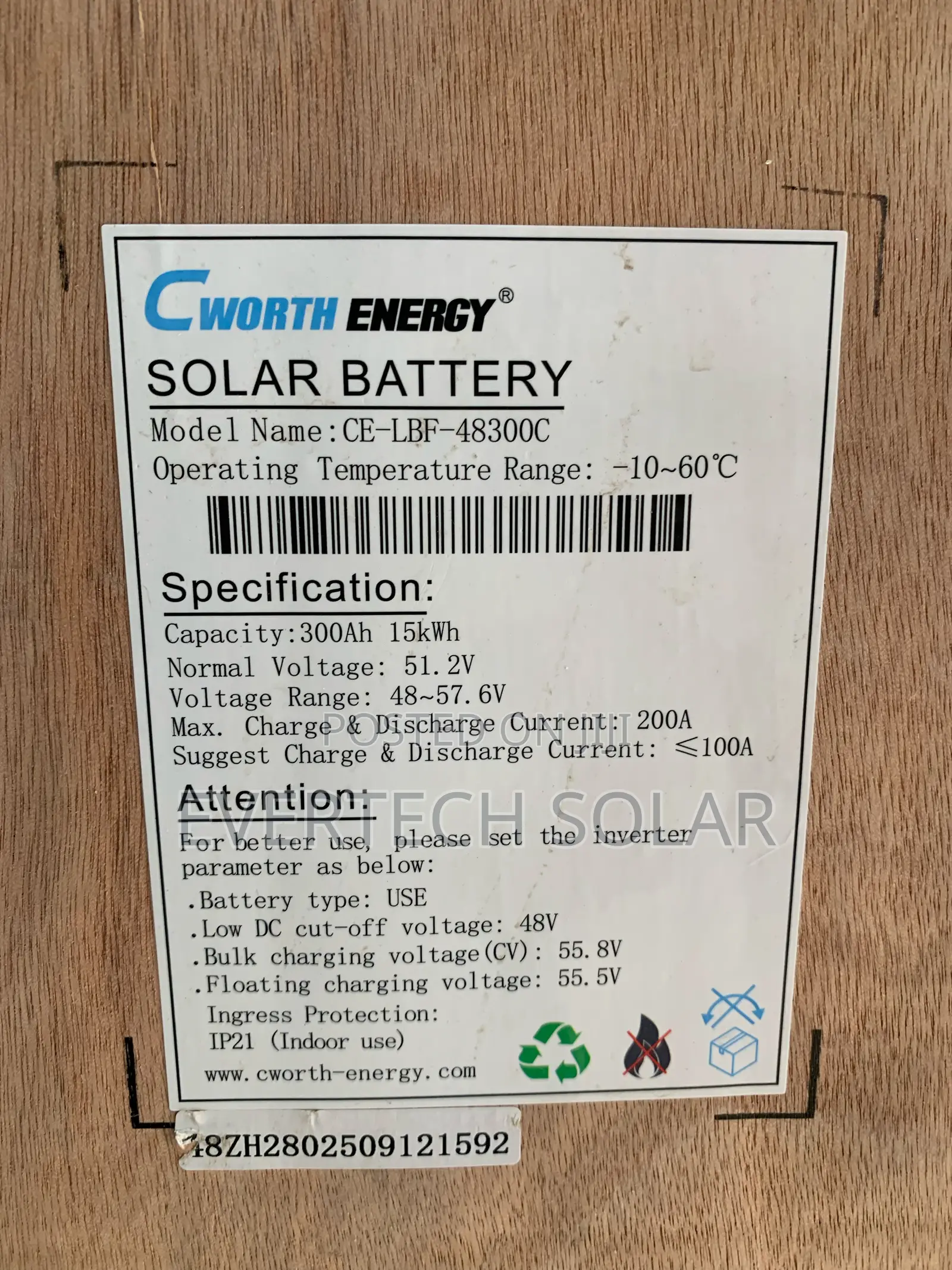 15kwhs Cworth Energy Lithium Battery 48v 300a