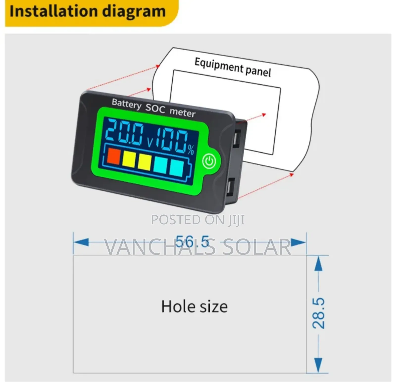Lithium Battery Meter Monitor/Soc Meter 12v - 72v