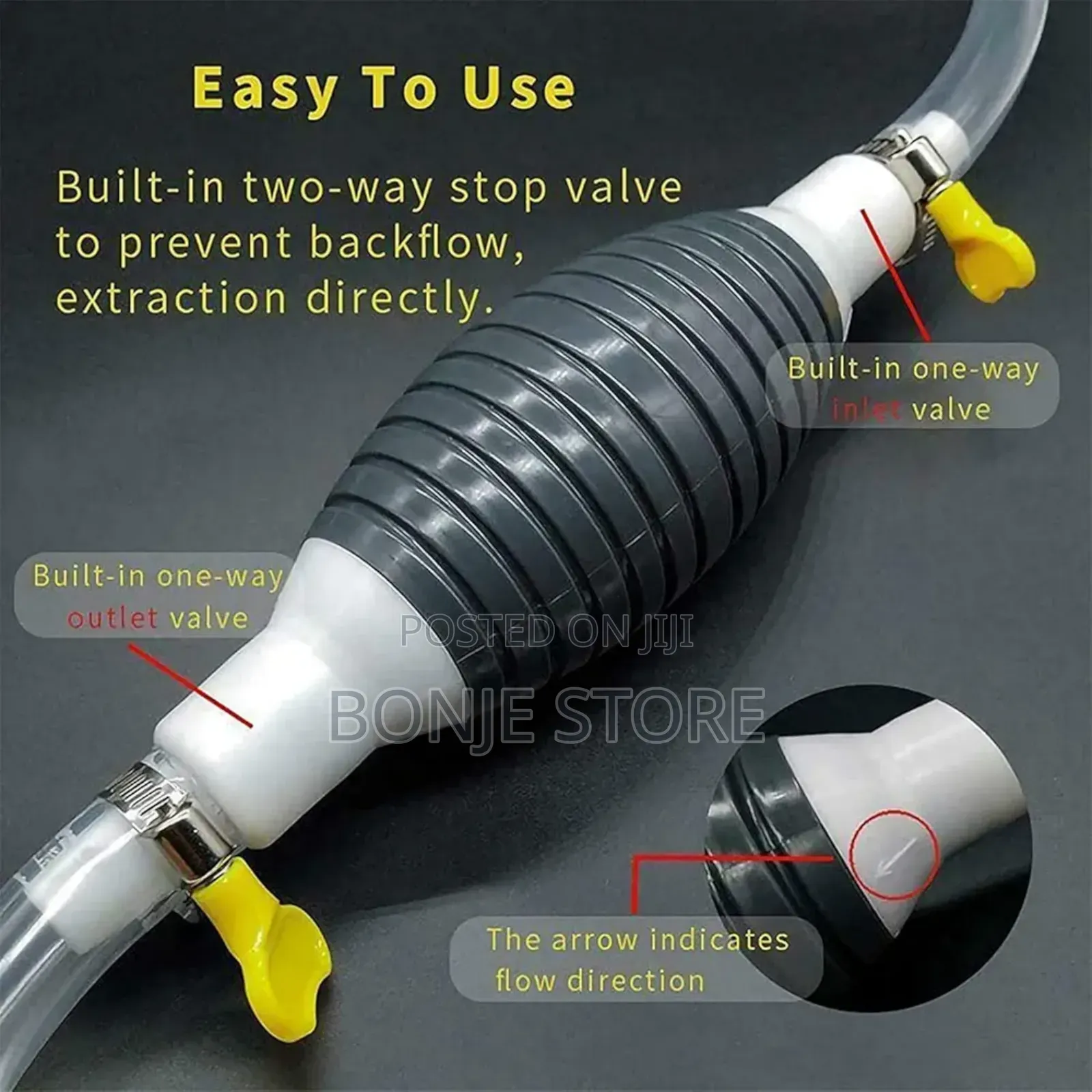 Manual Fuel Transfer Pump Syphon Hand Pump - 2m Hose Included