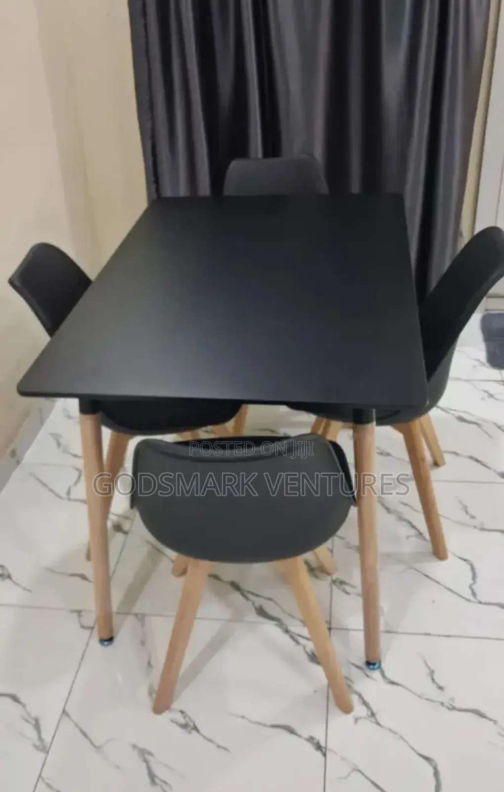 Padded Dining Set With Wooden Legs