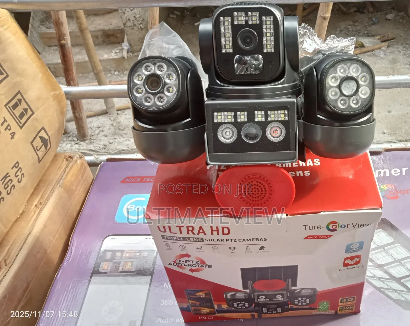 12mp Solar Camera Triple Lens 4g All Rotate
