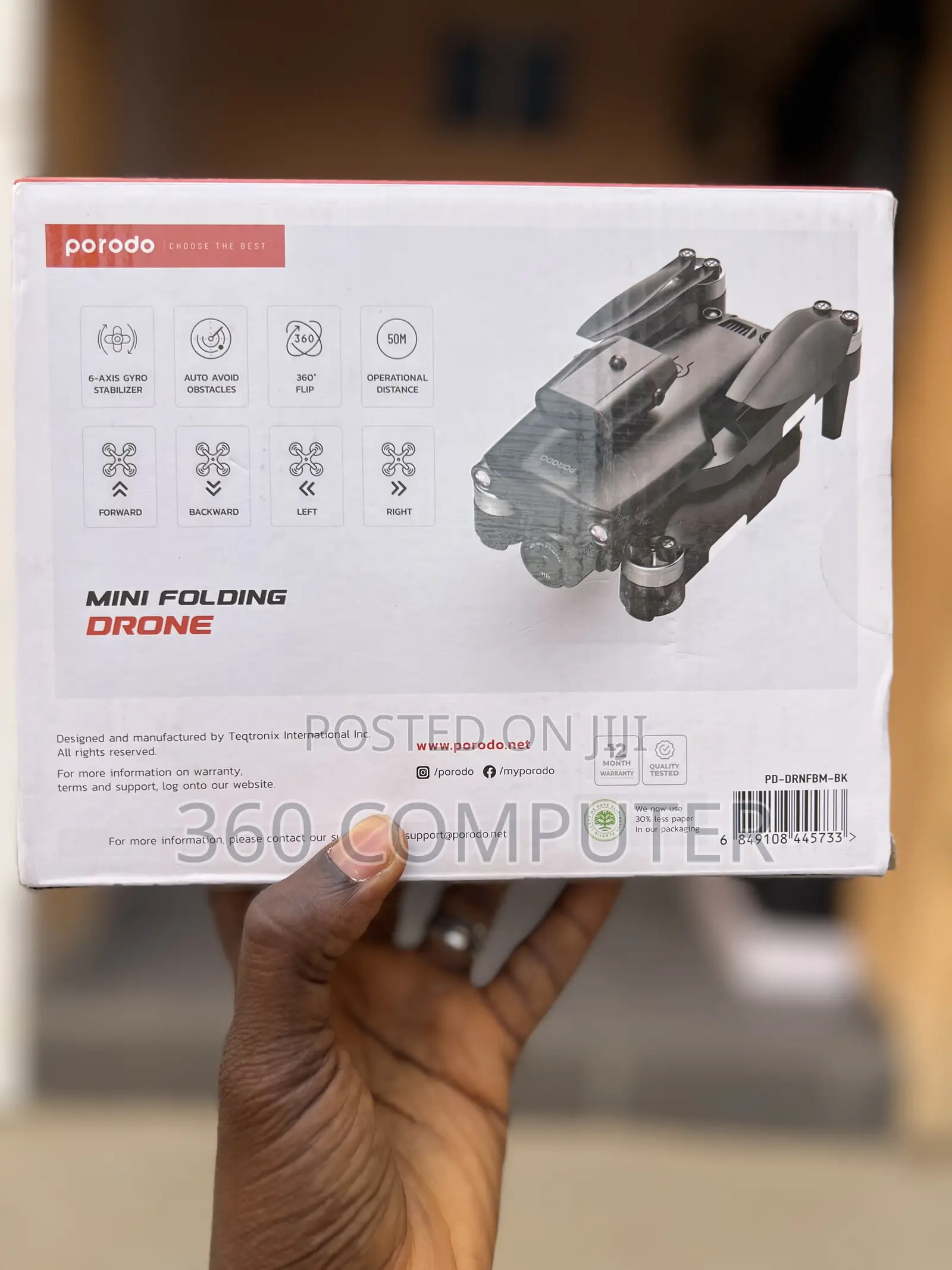 Porodo Aeroswift Foldable Camera Drone Hd
