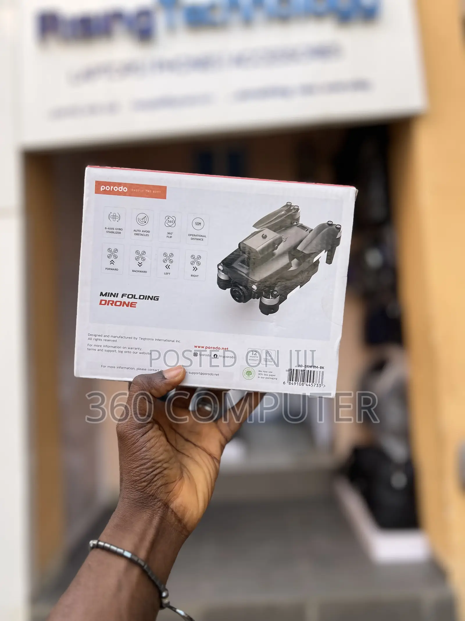 Porodo Aeroswift Foldable Camera Drone Hd