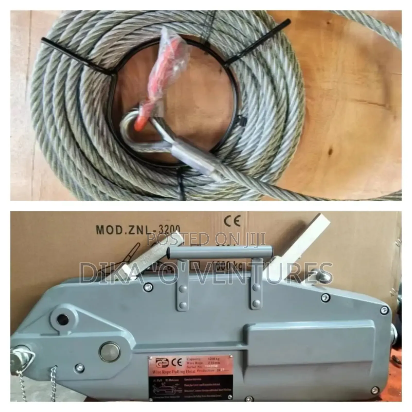 1.6ton Wire Rope Manual Operated Pulling Winch W/20m Cable