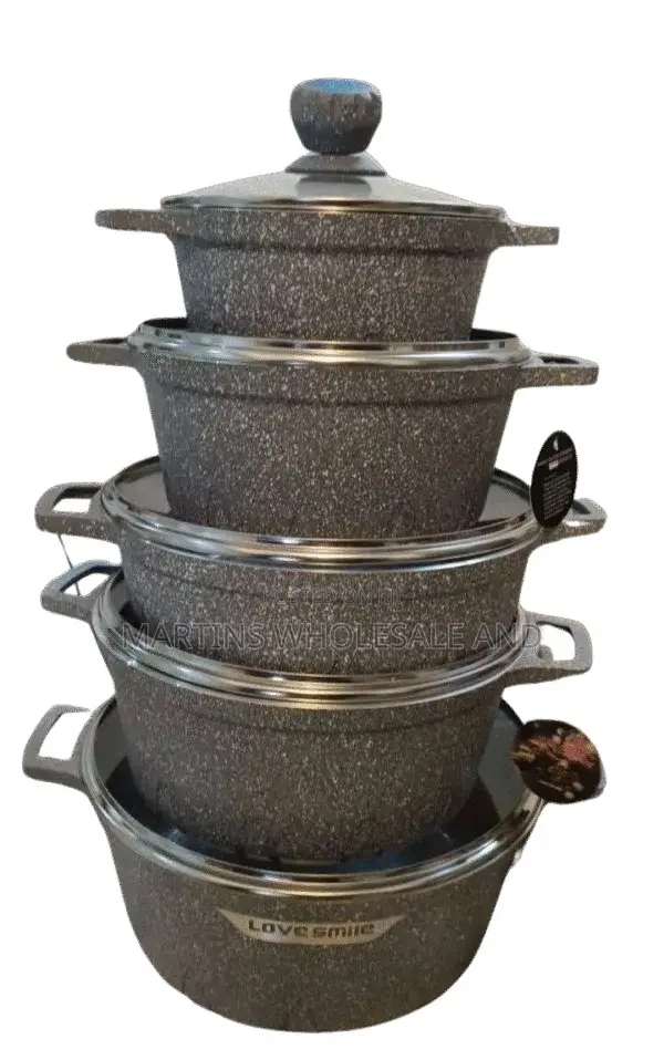 10-Piece High-Quality Granite Cookware Set.