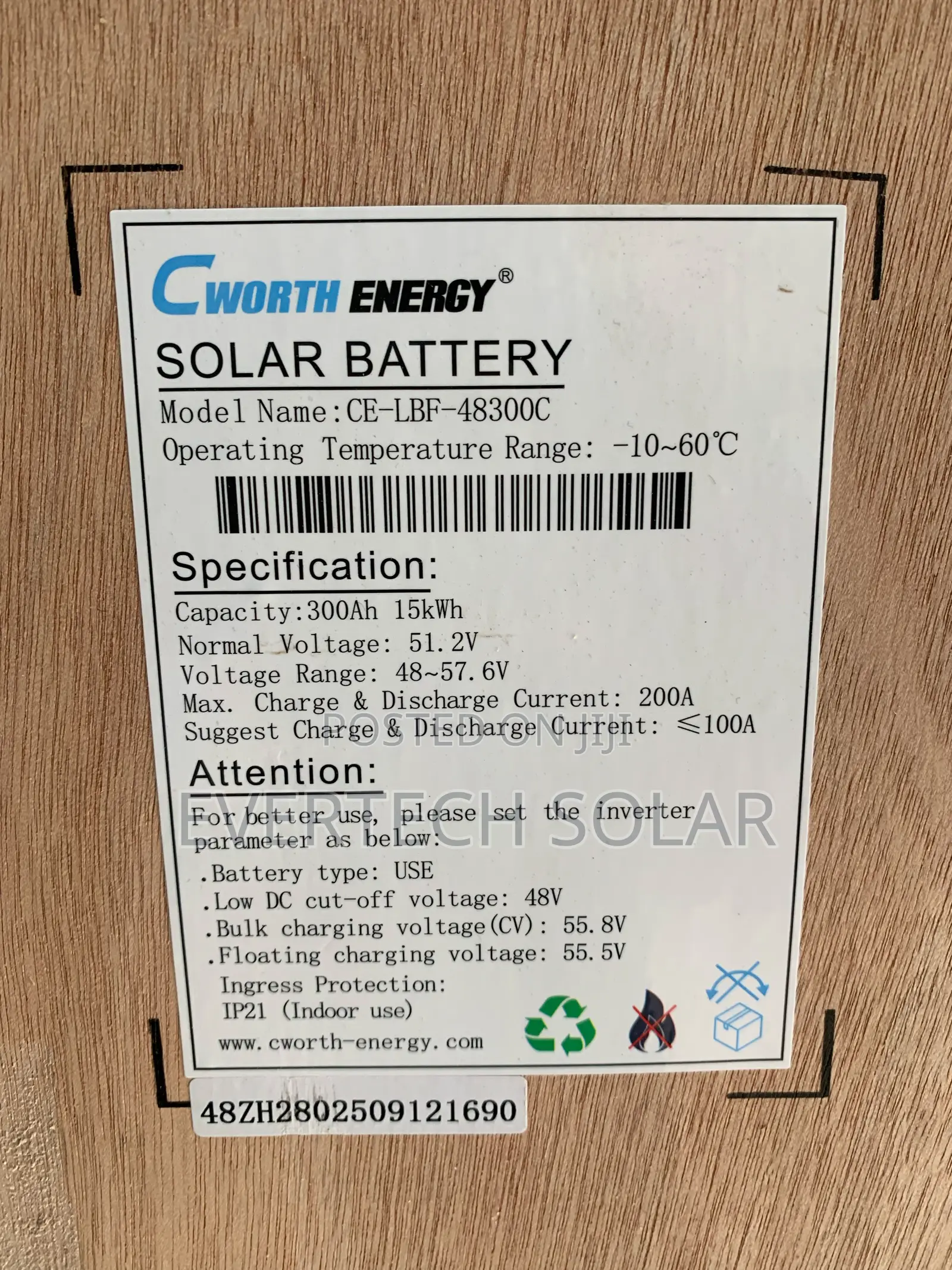 15kwhs Cworth Energy 48v 300a Lithium Ion Battery