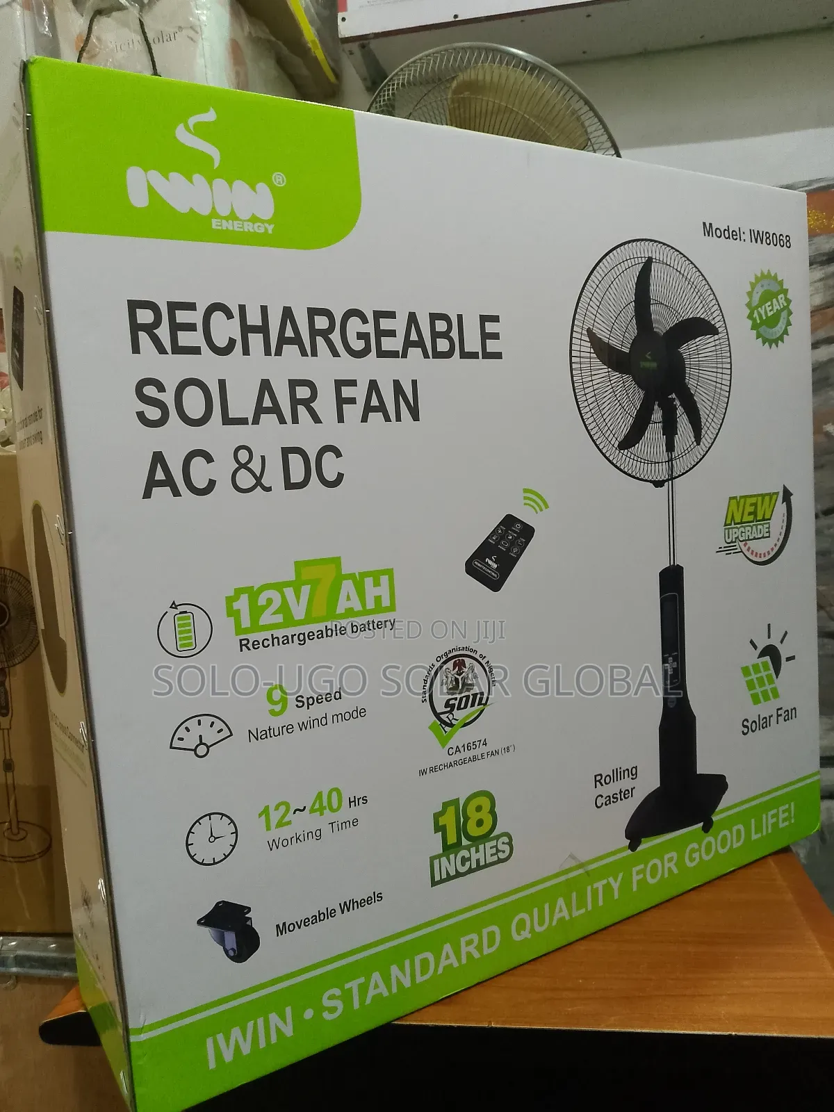 Iwin Rechargeable Solar Fan Ac Dc