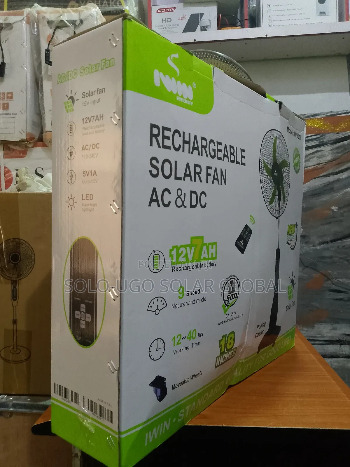 Iwin Rechargeable Solar Fan Ac Dc