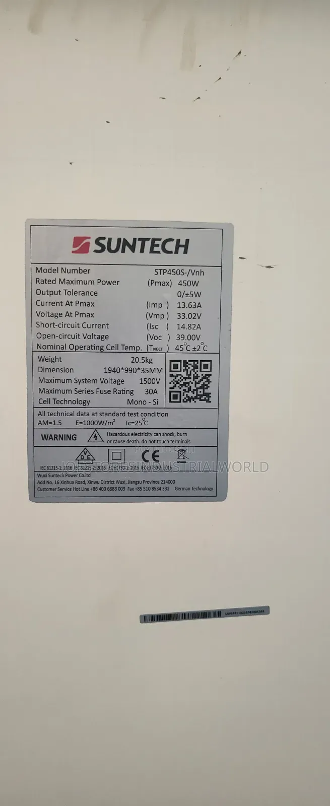 Monocrystalline Solar Panel 450w Suntech