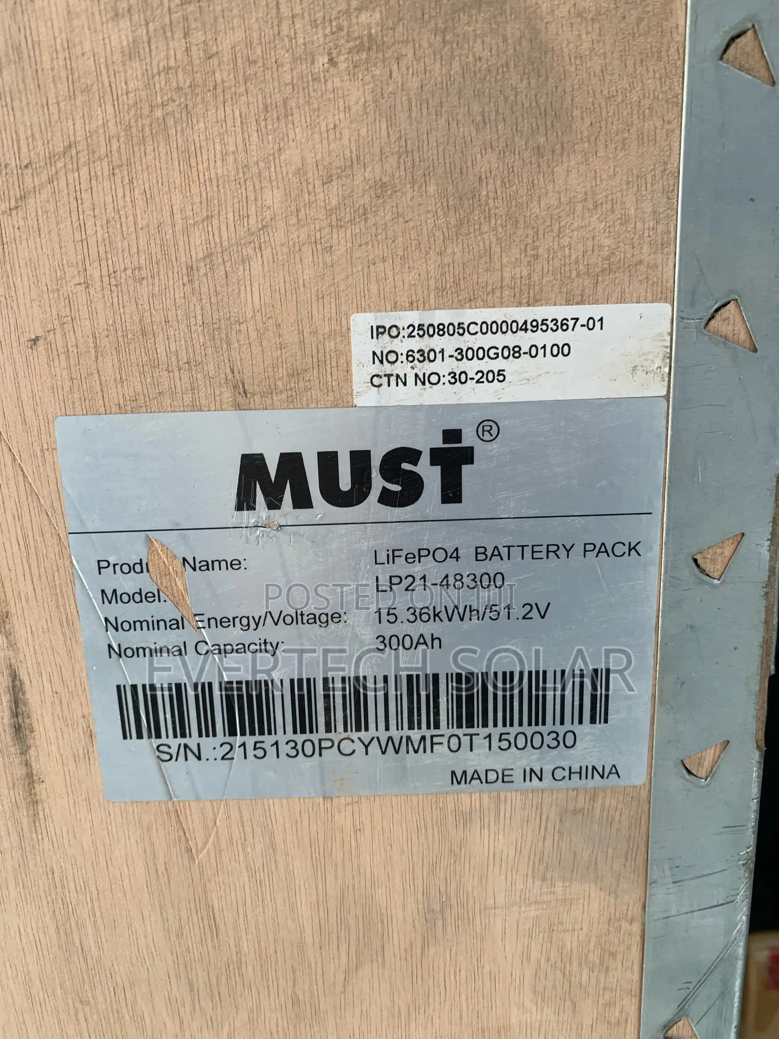 15kwhs Must Lifep04 48v 300a Lithium Ion Battery