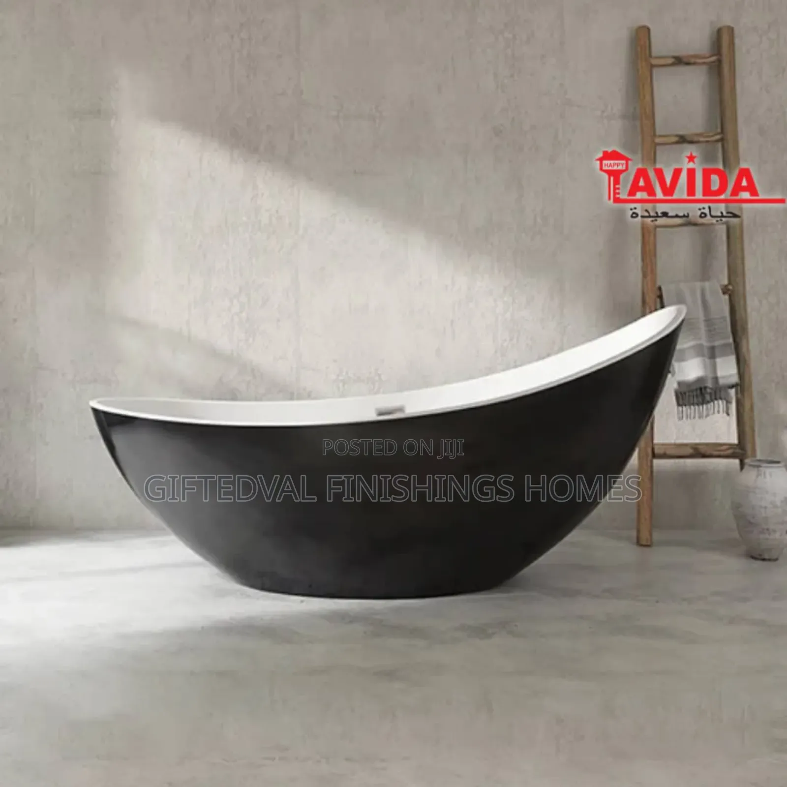 High-Quality Black and White Acrylic Bathtub