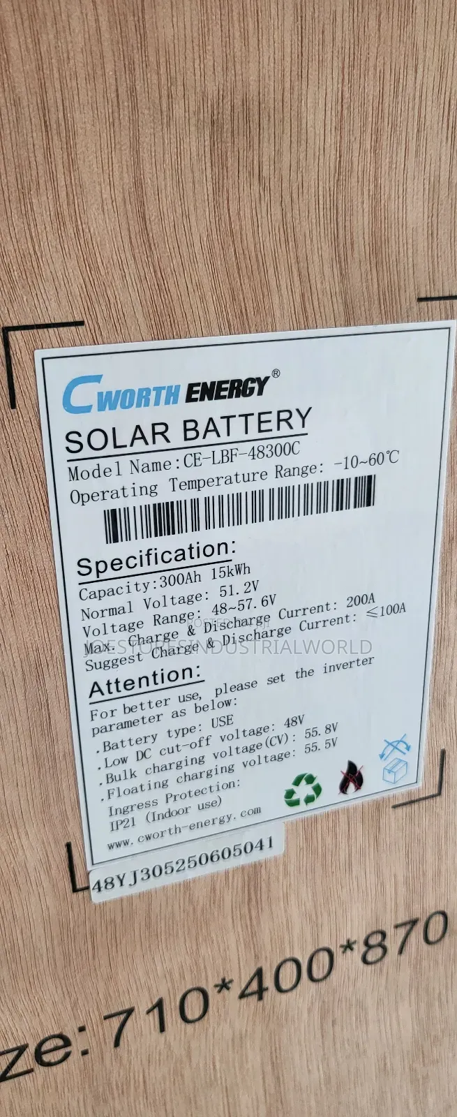 Cworth Energy 15kwh Lithium Battery 51.2v