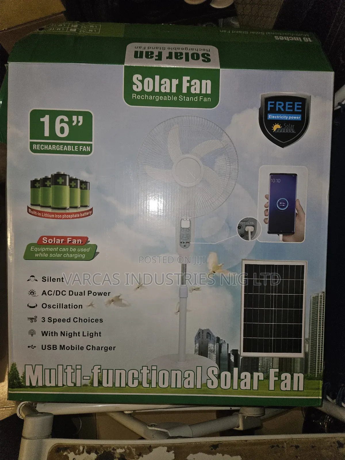 16inch Solar Rechargeable Fan