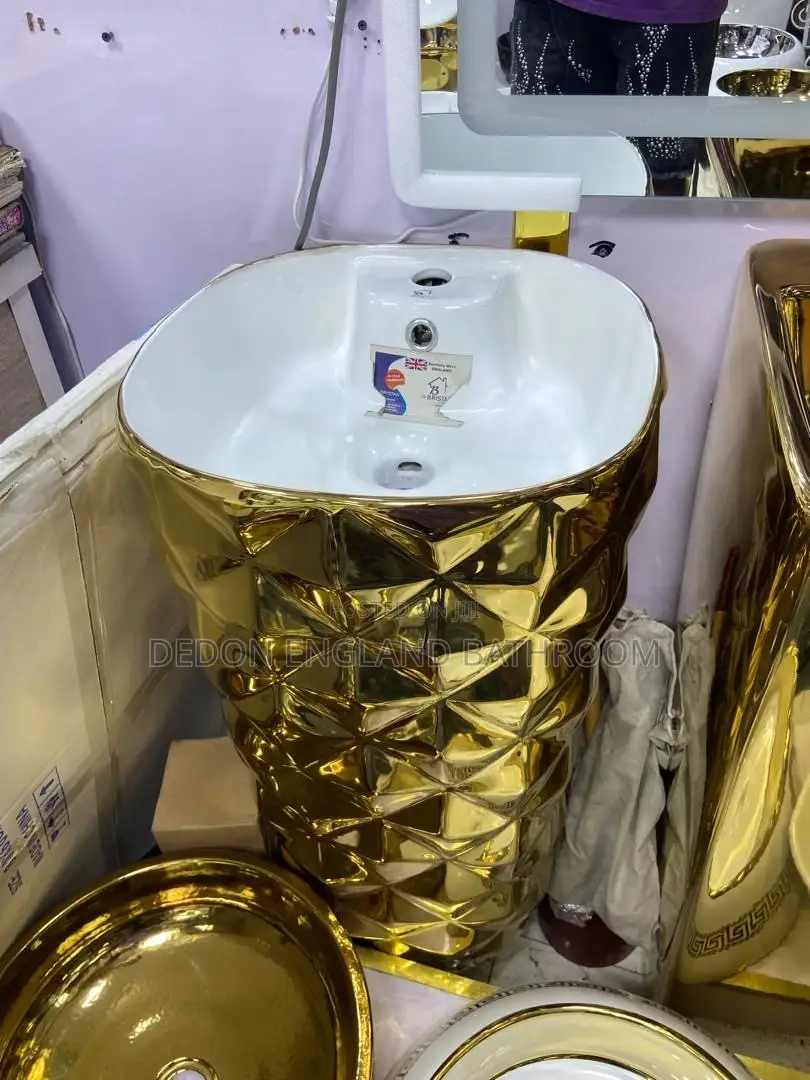 Stand Free Gold Wash Hand Basin