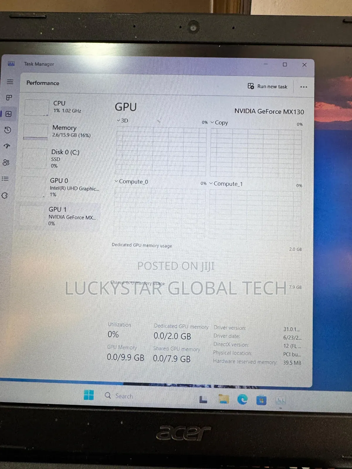 Laptop Acer 16GB Intel Core I7 SSD 256GB