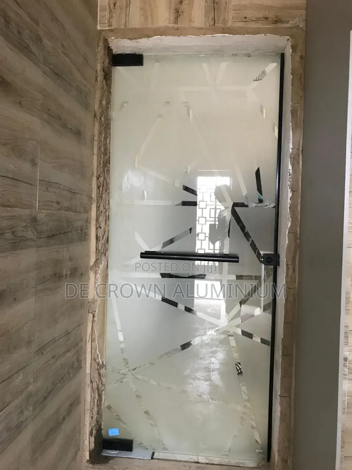 Glass Entrance Swing Door With Design