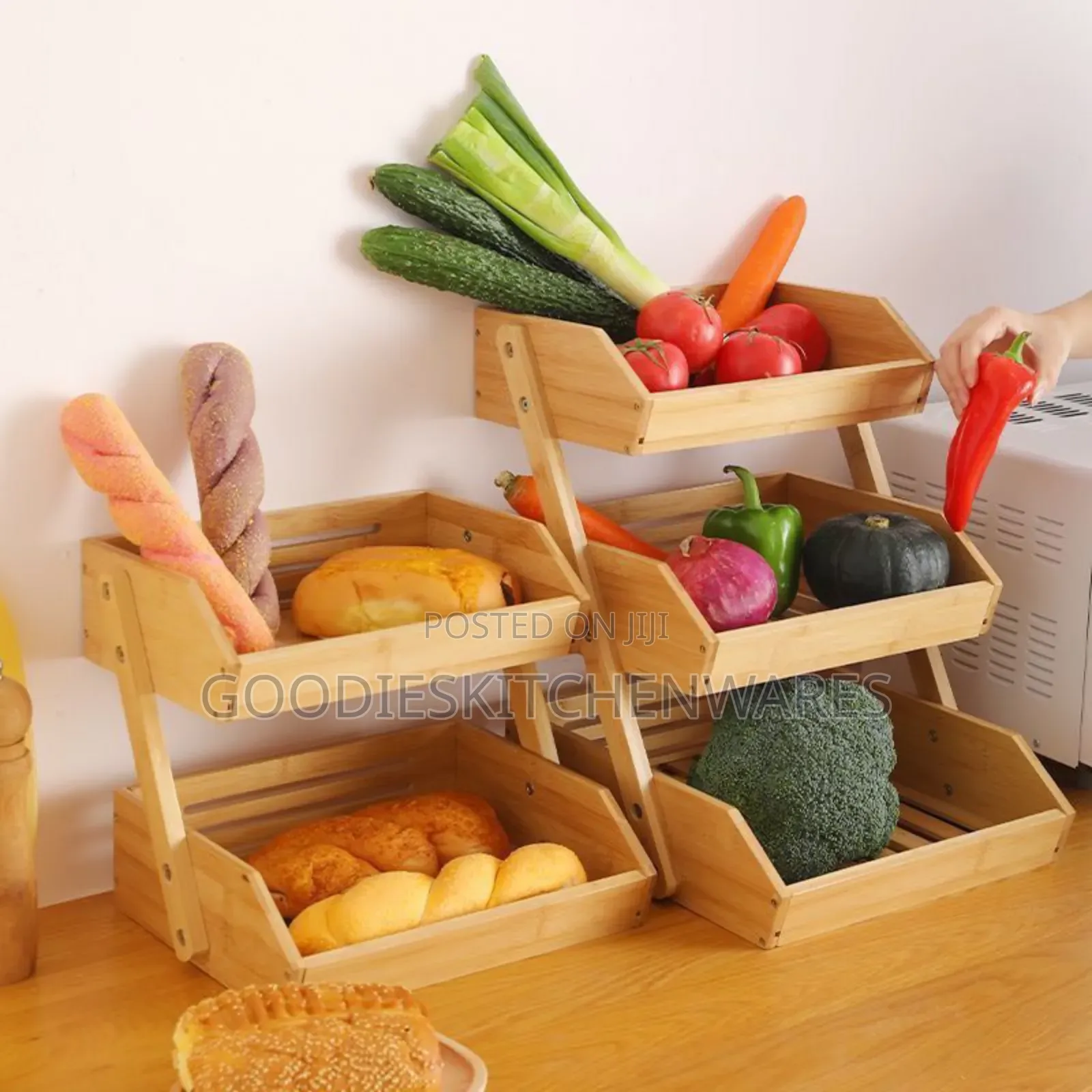 Multifunctional Wooden Fruit Rack Two Layers
