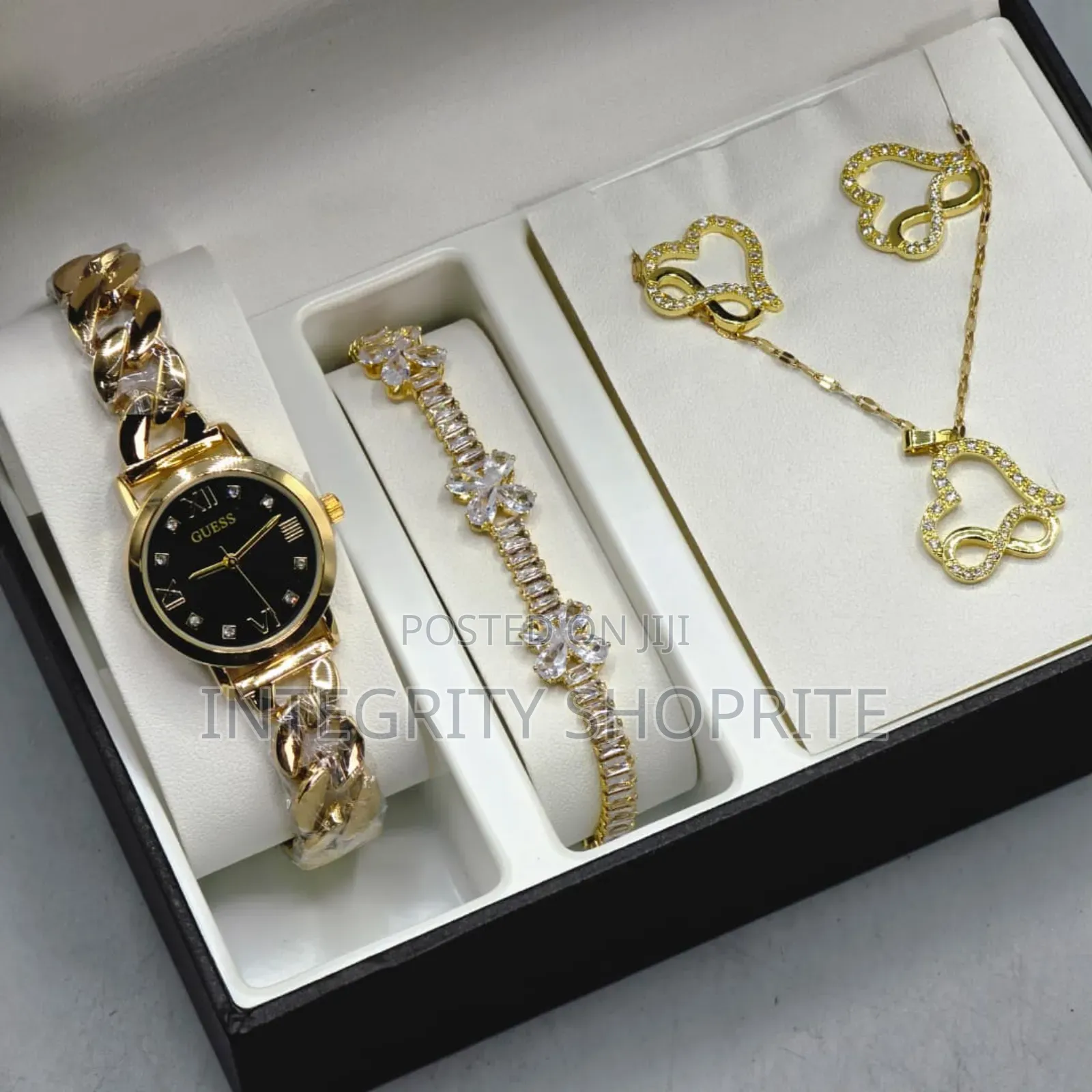 Diamond Gold Female Wristwatch+Necklace+Bracelet