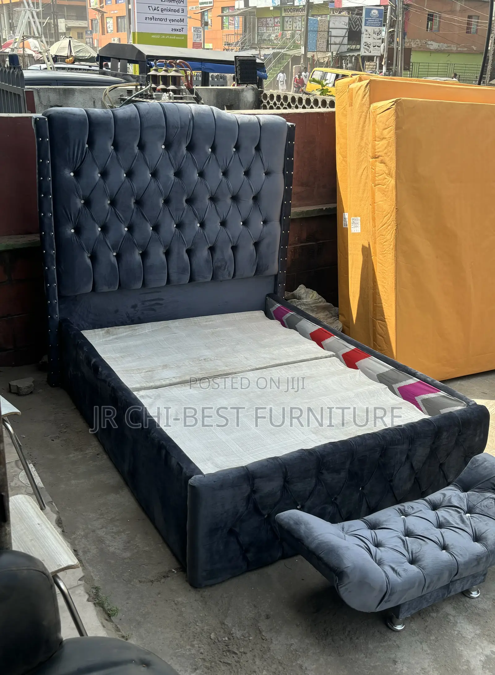 4.5 by 6 Padded Wooden Cushioned Tufted Bedframe