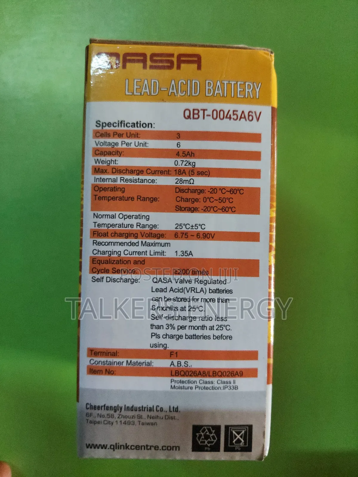 Qasa Vrla Rechargeable Gel 6v 5ah