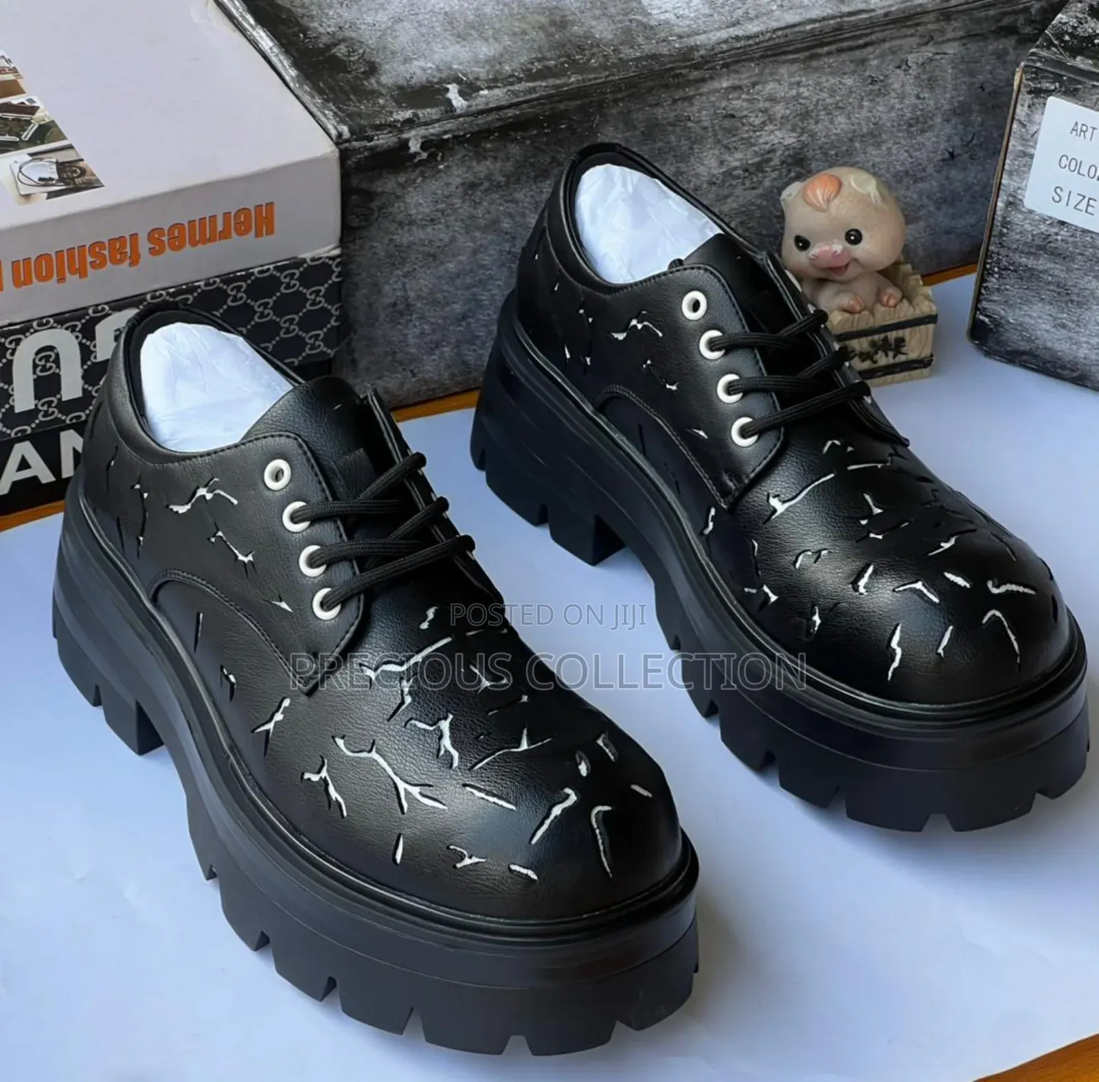 Chunky Sole Lace Up Men's Black Shoes